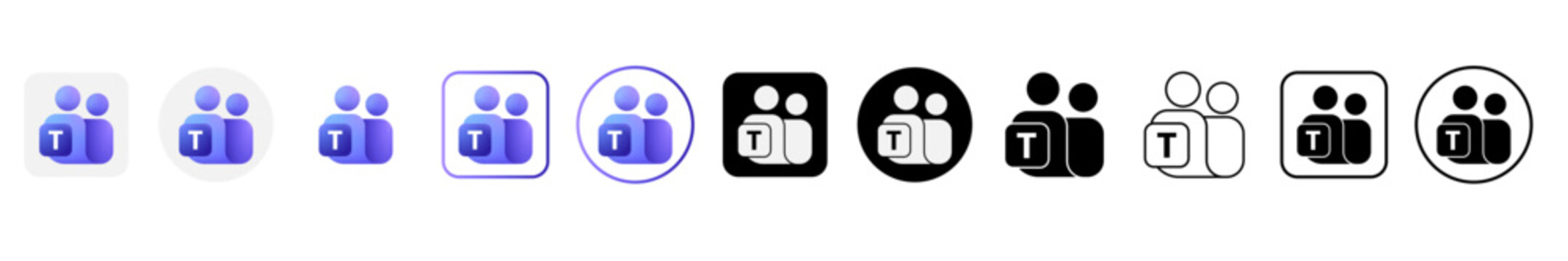 Microsoft teams new logo icon set logotype editorial scalable for mobile and web, for UI mockups, branding, and digital design projects.