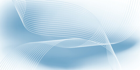 Abstract light blue and white gradient background featuring wavy lines with glowing light