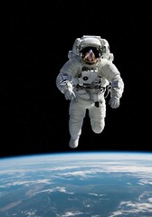 Astronaut Floating in Space Above Earth