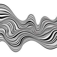Black and White Wavy Lines Isolated on White Background