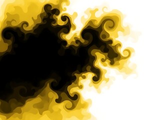 Golden Black Smoke Swirls on White Background