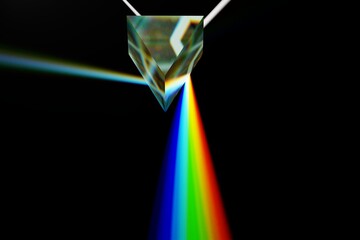 三角プリズムによる光の分光の3Dイラスト