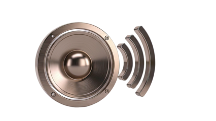 Golden Speaker with Sound Waves