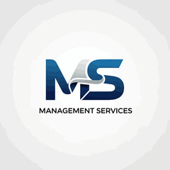 MS Management Services Abstract Logo Design with Modern Blue and Gray Gradient Style