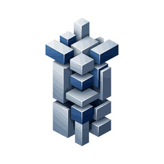 Fototapeta premium Modern Abstract Geometric Composition of Stacked 3D Cubes and Rectangular Prisms on White Background