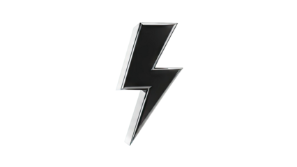 3D Black Lightning Bolt Symbol