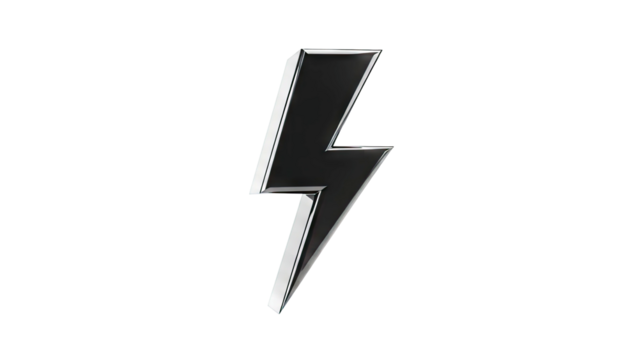 3D Black Lightning Bolt Symbol - Powered by Adobe