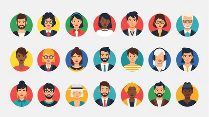 Diverse Group of People Avatars Representing Different Individuals.