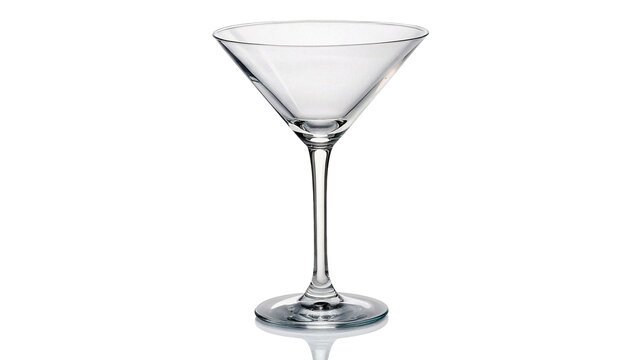 A clear glass cocktail martini cup  isolated on transparent background cut out
