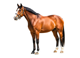 Fototapeta premium Brown horse isolated on white isolated on transparent background