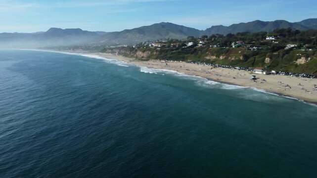 Point Dume looking toward Zuma Beach, Malibu, Southern California. Pristine Coastal Shoreline in a Tropical Paradise. State Park Beach Area. Sandy beach on Pacific Ocean.