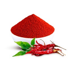 chili, indian spice, gourmet, spice powder bowl in white background 