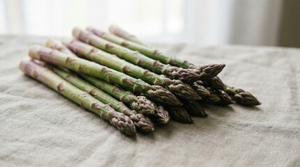 Fresh asparagus on a table