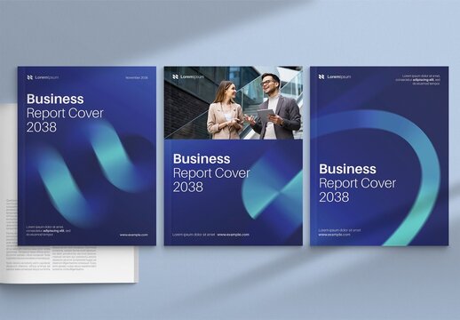 Brochure Cover Template & Front Page Design for Modern Abstract & Creative Blue Report Cover Layouts