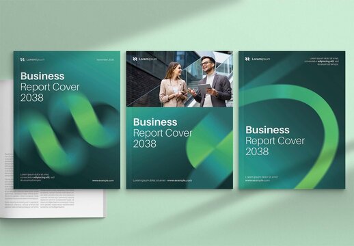 Brochure Cover Template & Front Page Design for Modern Abstract & Creative Green Report Cover Layouts