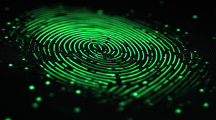 Digital Fingerprint: An illuminated green fingerprint signifies security and authentication, representing the core of digital identity.