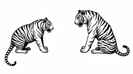 Obraz premium A Beautiful Sketch of Wild Tigers