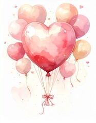 ルノルマンカード「ハート」赤いハート風船の水彩画イラスト
Lenormand Heart &ndash; Red Heart Balloon Watercolor Illustration