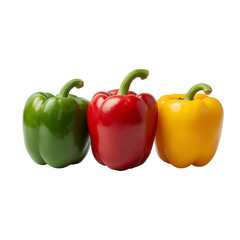Assortment of fresh bell peppers: green, red, and yellow varieties