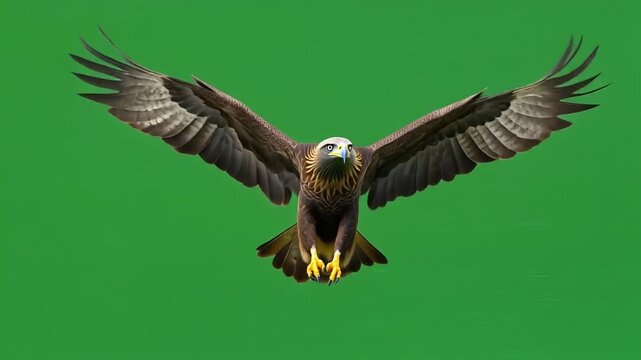 eagle in flight isolated on green screen background