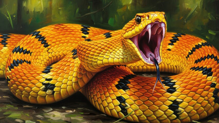 Striking Snake in Tropical Forest