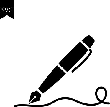 Pen and undersign signature icon silhouette vector illustration