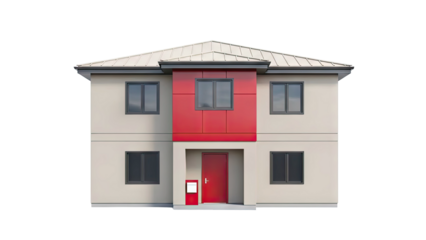 Modern Two-Story House with Red Accent Facade