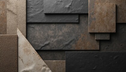 Modern Abstract Material Collage with Natural Fiber Textures