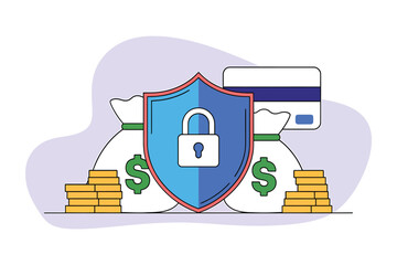 Secure financial transactions Protecting money and credit card data with a shield