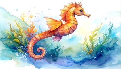 Fototapeta premium Seahorses watercolor