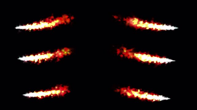 Glowing Fire VFX Effect From Both Side Animation Cartoon Style On Transparent Background 