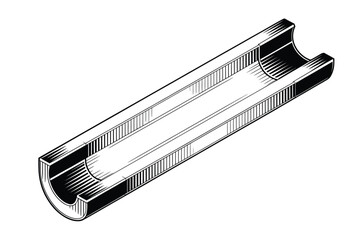 Detailed illustration of a cylindrical hollow tube with internal structural features