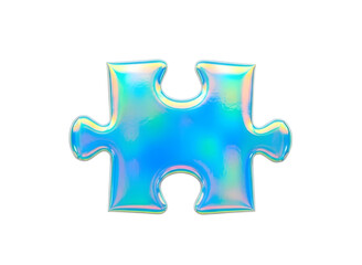 Obraz premium Holographic puzzle piece icon isolated on transparent background
