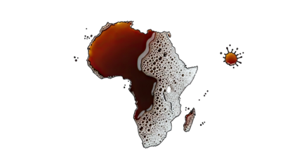 Africa map formed by coffee splash and foam