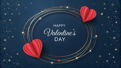 Stylish Hearts Frame Valentine&rsquo;s Day Card Design