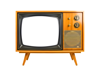Vintage television set isolated isolated on transparent background
