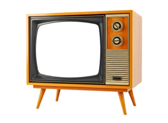Vintage television set isolated isolated on transparent background