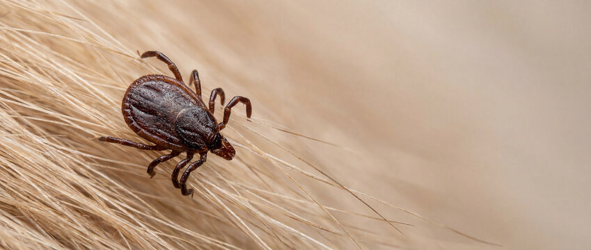Pet Tick on Fur, Parasite Risk for Domestic Animals