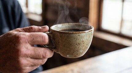 close up hand holding coffee cup