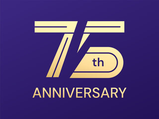 75th Anniversary luxury gold celebration with lines overlapping in elegant Italics numbers vector illustration design concept. Seventy-five Years anniversary gold typography for celebration event.
