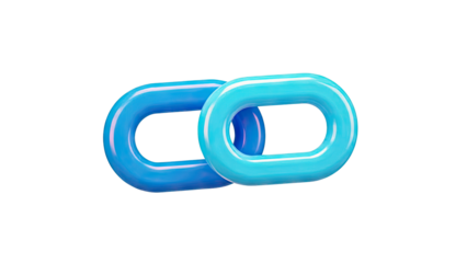 3D Render of Two Interlocking Blue Chain Links