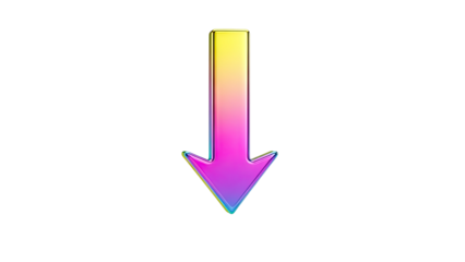 3D Iridescent Arrow Pointing Down