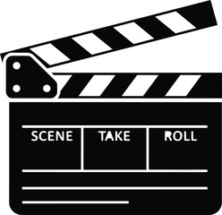 Clapper board cinematic film production tool vector icon