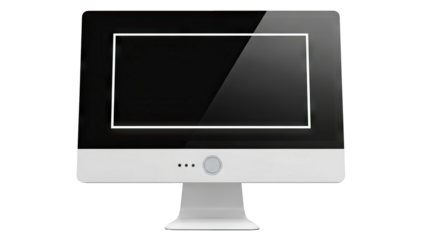 All-in-One Computer with Blank Screen on White Background