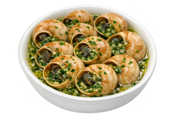 Traditional escargot with garlic butter, parsley, and herbs, preparing a classic french appetizer, fresh gourmet food