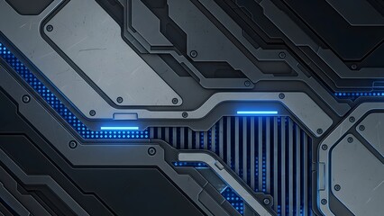 Futuristic technology panel background with blue glowing digital elements
