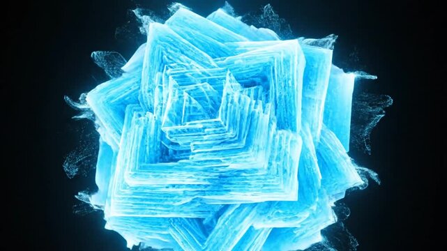 Luminous Blue Forms Evolving Amidst Glowing Particles
