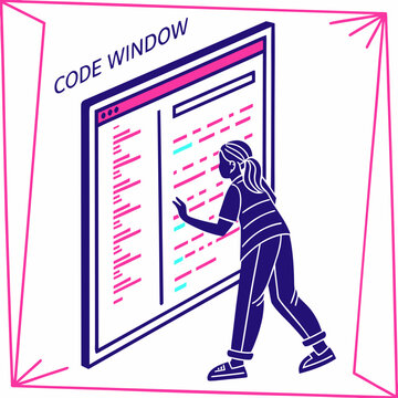 Abstract Software Code Programming Window Interface