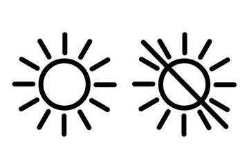 vector Sun and no sun icon set clipart isolated on transparent background. 