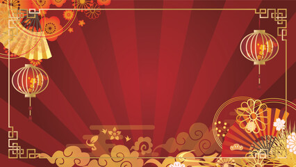 中華風フレーム飾り枠背景